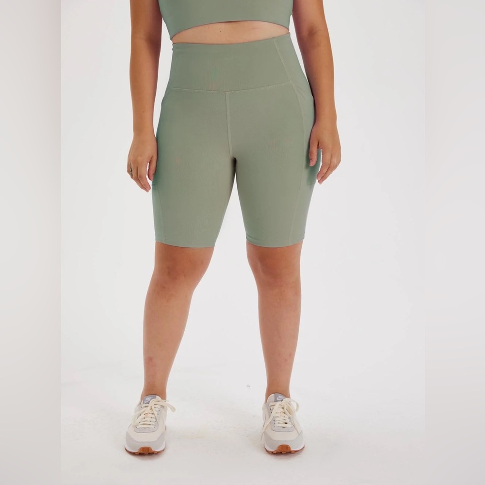 Girlfriend Collective High Rise Bike Short in Agave